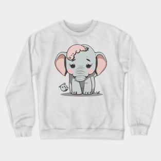 Kawaii Elephant Delight - Embrace the Adorable Charm Crewneck Sweatshirt